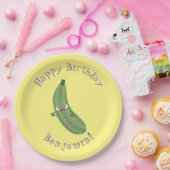かわいいズッキーニhappy cartoonイラストレーション ペーパープレート (パーティー)