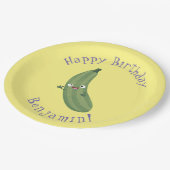 かわいいズッキーニhappy cartoonイラストレーション ペーパープレート (アングル)