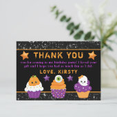 かわいいズハロウィンカップケーキ誕生日 サンキューカード (スタンド正面)