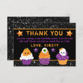 かわいいズハロウィンカップケーキ誕生日 サンキューカード (正面/裏面)