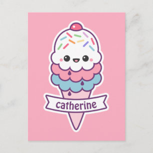 かわいいズピンクアイスクリームコーン ポストカード