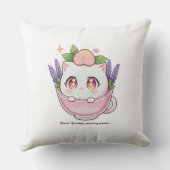 かわいいズピーチキャットインラベンダーティーカップ装飾用クッション クッション (裏面)