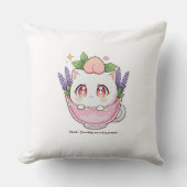 かわいいズピーチキャットインラベンダーティーカップ装飾用クッション クッション (正面)