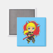 かわいいズブロンド消防士ガール マグネット (正面/裏面)