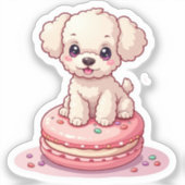 かわいいズプードルシッティングオンマカロン シール (正面)