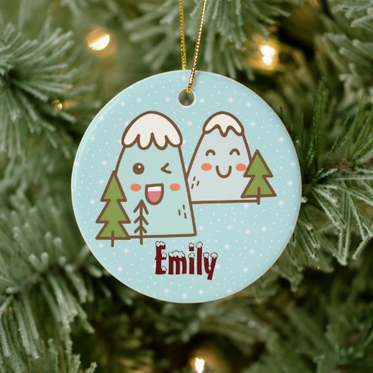 かわいいズマウンテンインスノーイン セラミックオーナメント (ツリー)