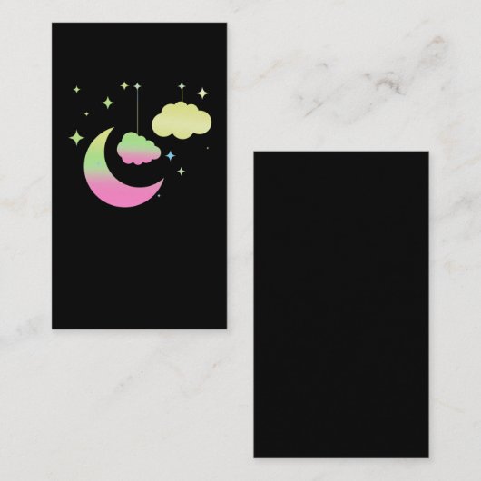 かわいいズムーンアンドクラウドパステルゴシックアート 名刺 (正面/裏面)