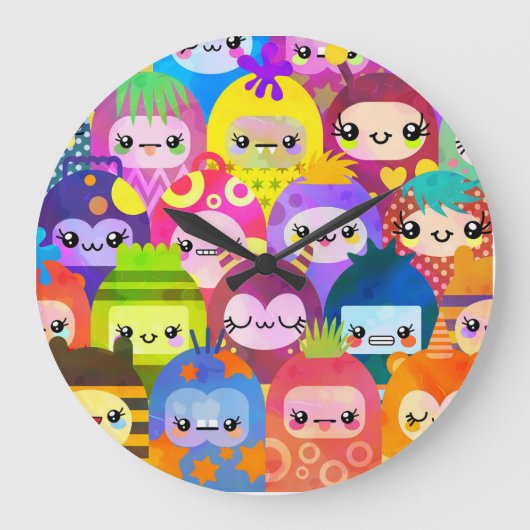 かわいいズリトルモンスターズベビー  ラージ壁時計 (正面)