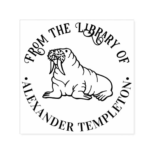 かわいいセイウスの輪郭 ラウンド ライブラリー 本の名前 セルフインキングスタンプ (デザイン)