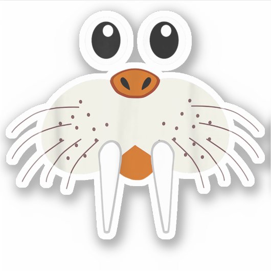 かわいいセイウチの動物コスチューム 楽しいハロウィン シール (正面)