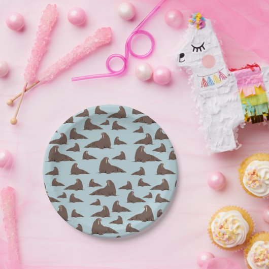 かわいいセイウチ柄 ペーパープレート (パーティー)