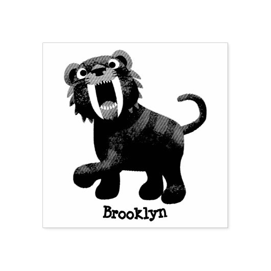 かわいいセイバー歯付きタイガーSmilodon漫画ゴムS ラバースタンプ (インプリント)