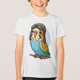 かわいいセキセイインコ - 愛らしいインコのイラスト トライブレンドＴシャツ