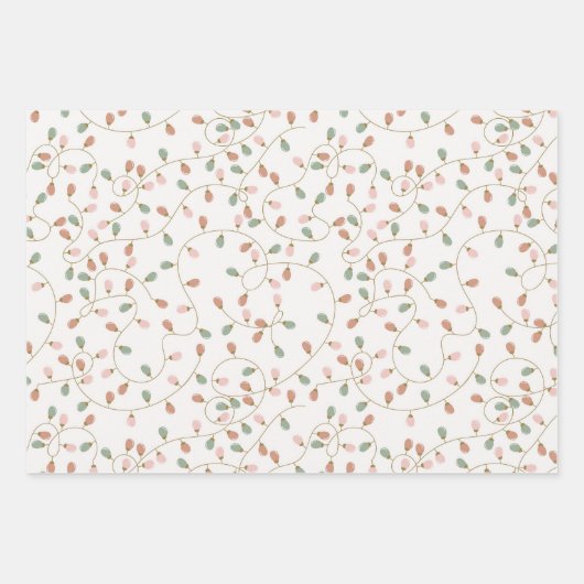 かわいいセットピンクとセージ緑のクリスマス ラッピングペーパーシート (正面2)