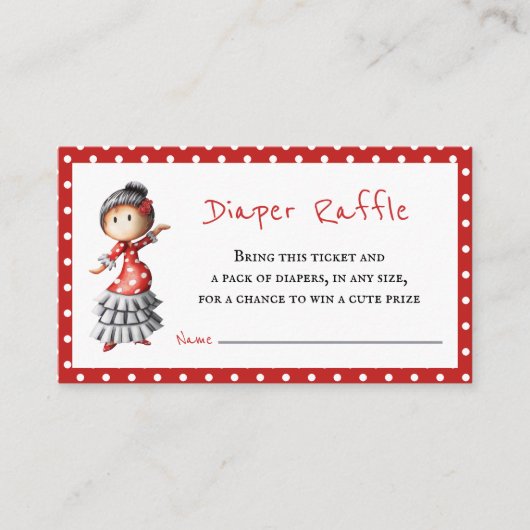かわいいセビラナベビーシャワーおむつラッフル エンクロージャーカード (正面)