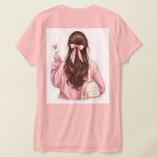 かわいいセルフィーガールステッカートシャツデザイン Tシャツ