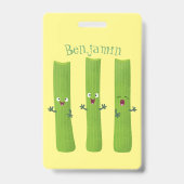 かわいいセロリのスティック3兄弟の漫画野菜 バッジ (裏面)