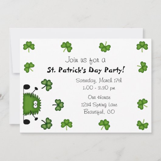かわいいセントパトリックデーのパーティー招待状 招待状 (正面)