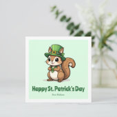 かわいいセントパトリックデーのリス 緑の帽子 シーズンカード (スタンド正面)