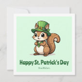 かわいいセントパトリックデーのリス 緑の帽子 シーズンカード (正面)