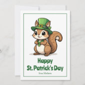 かわいいセントパトリックデーのリス 緑の帽子 シーズンカード (正面)