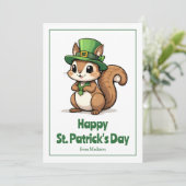かわいいセントパトリックデーのリス 緑の帽子 シーズンカード (スタンド正面)