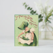 かわいいセントパトリックデーの女の子 休日 シーズンポストカード (スタンド正面)