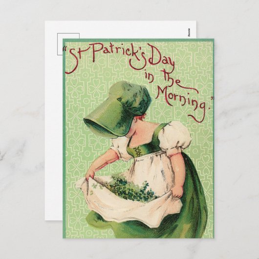 かわいいセントパトリックデーの女の子 休日 シーズンポストカード (正面/裏面)