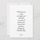 かわいいセントパトリックデーの猫のフラットホリデーカード シーズンカード (裏面)