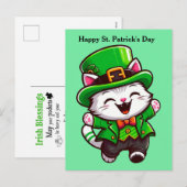 かわいいセントパトリックデーの猫のポストカード シーズンポストカード (正面/裏面)