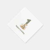 かわいいセージグリーンキリン1歳の誕生日パーティー スタンダードカクテルナプキン (角)