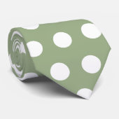 かわいいセージ緑と白の大きな水玉模様 ネクタイ (ロール)