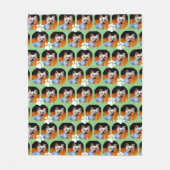 かわいいセージ緑のペットフォトポープリントパーソナライズされた フリースブランケット (正面)