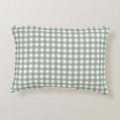 かわいいセージ緑の格子柄パーソナライズされた アクセントクッション (裏面)