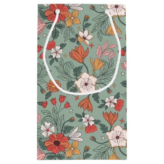 かわいいセージ緑の植物性カスタムのクリスマス スモールペーパーバッグ (裏面)