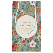 かわいいセージ緑の植物性カスタムのクリスマス スモールペーパーバッグ (正面)