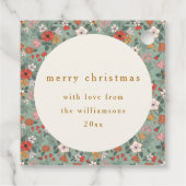 かわいいセージ緑の植物性カスタムのクリスマス フェイバータグ (裏面)