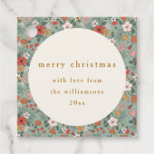 かわいいセージ緑の植物性カスタムのクリスマス フェイバータグ (正面)