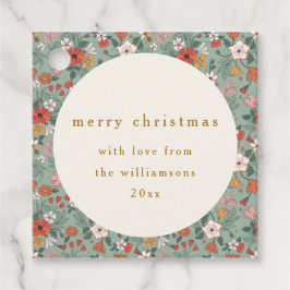 かわいいセージ緑の植物性カスタムのクリスマス フェイバータグ