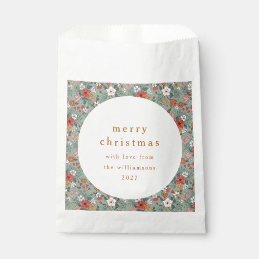 かわいいセージ緑の植物性カスタムのクリスマス フェイバーバッグ (正面)