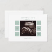 かわいいセージ超音波ベビーシャワーありがとう サンキューカード (正面/裏面)