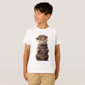 かわいいセーターを着た赤ちゃんカワウソの子供服 Tシャツ (正面フル)