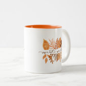 かわいいセーター天気予報スクリプト秋紅葉 ツートーンマグカップ (正面右)