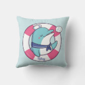 かわいいセーラーイルカの海洋テーマ子供部屋装飾 クッション (裏面)