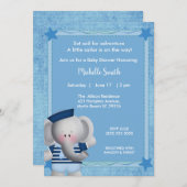 かわいいセーラーエレファントベビーシャワー招待状 招待状 (正面/裏面)