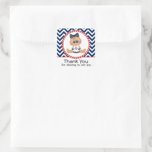 かわいいセーラーガール航海の赤ちゃんシャワー スクエアシール (バッグ)