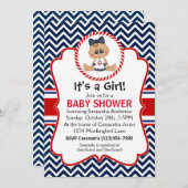 かわいいセーラーガール航海の赤ちゃんシャワー 招待状 (正面/裏面)