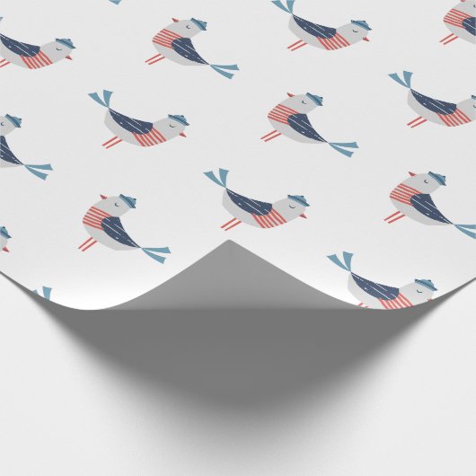 かわいいセーラーシーグルスを白に ラッピングペーパー (角)