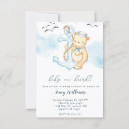 かわいいセーラーベアベビーシャワーの招待状 招待状