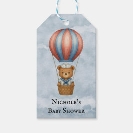 かわいいセーラーベアーホットエアバルーン男の子ベビーシャワー ギフトタグ